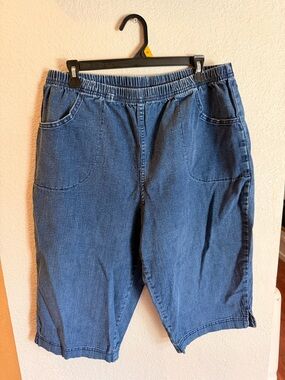Woman's Elastic Waist Denim Shorts - Blue